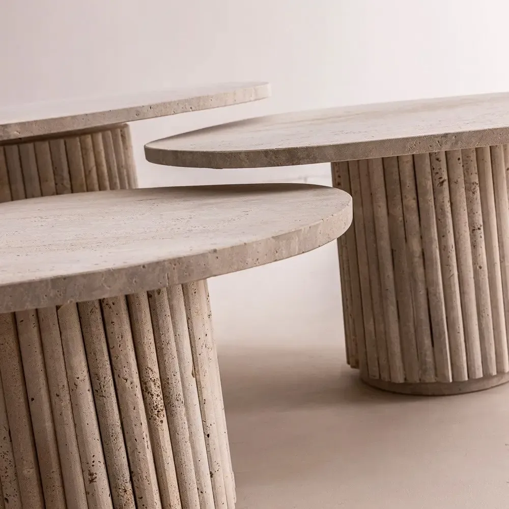 Tables basses - Tables basses Orion en travertin naturel - DESIGN TRIP