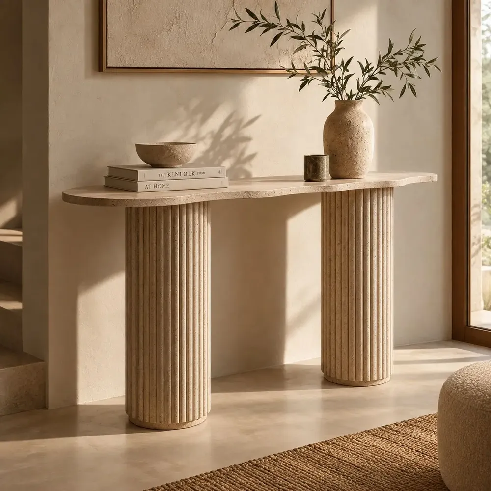 Consoles - Console Caldera en travertin naturel - DESIGN TRIP
