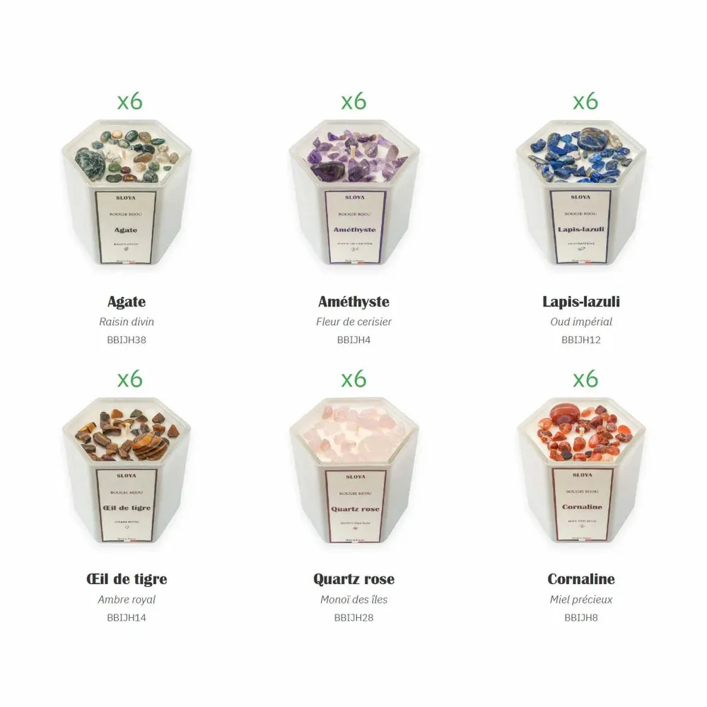 Cadeaux - Pack 12 Bougies bijou pierres - SLOYA