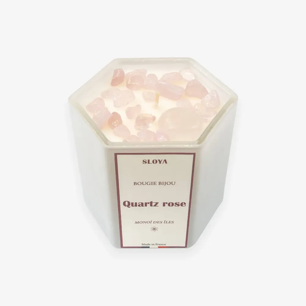 Gifts - Rose Quartz Jewelry Candle - Island Monoi Fragrance - SLOYA