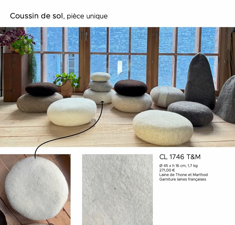 Design textile et surface - coussin - 100% Laine - Piece Unique - LUDIVINE GERARDIN