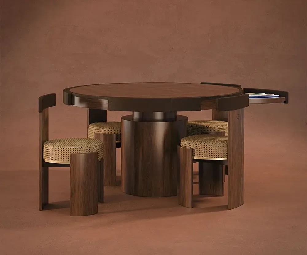 Tables Salle à Manger - Wellesly Game Table Set Handmade by Wood Tailors Club - WOOD TAILORS CLUB