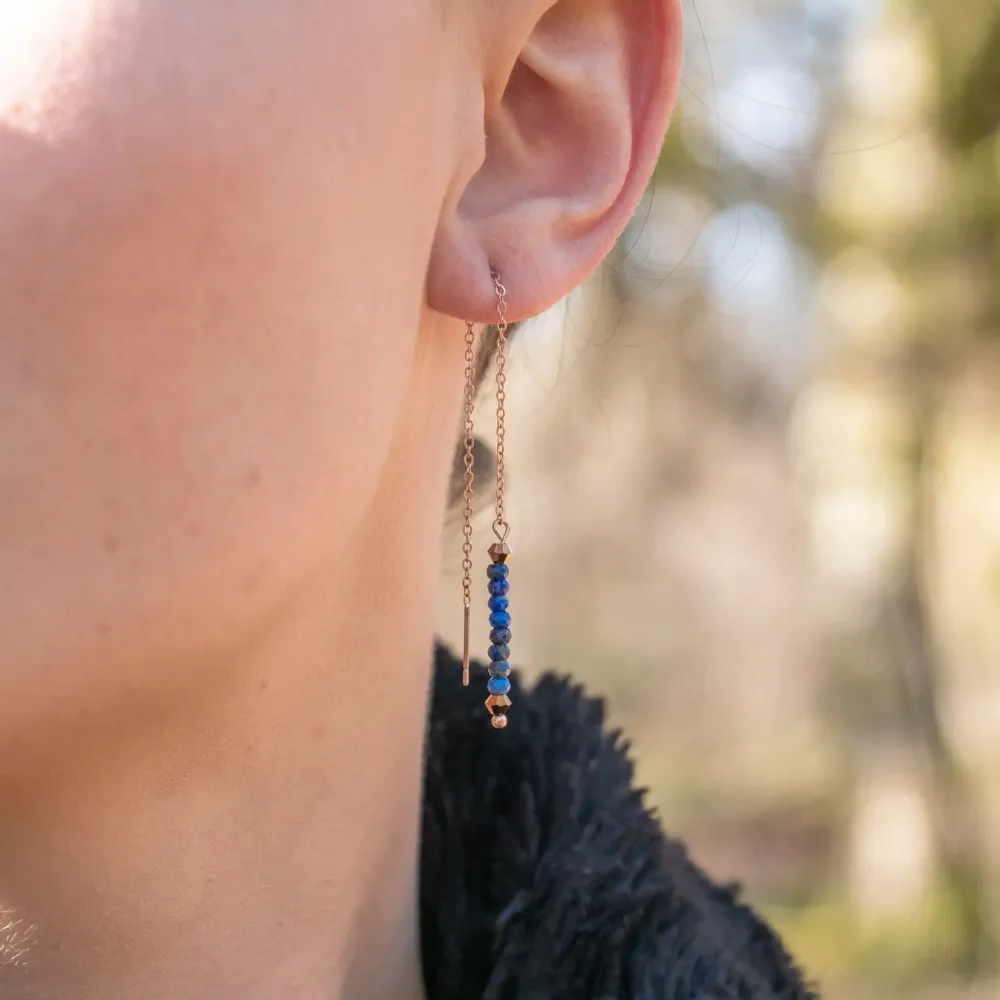 Cadeaux - Boucles d'oreilles pendantes Lumia en pierres Lapis-lazuli - SLOYA