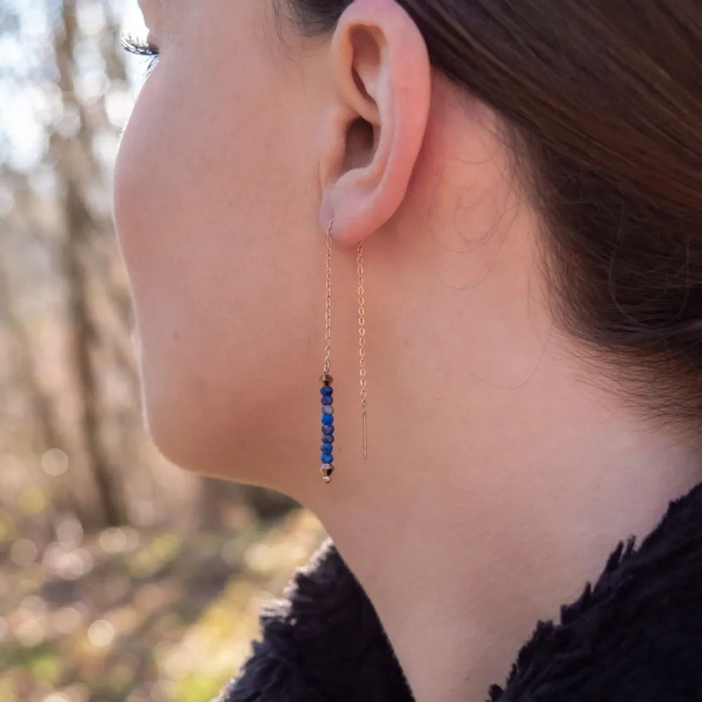 Cadeaux - Boucles d'oreilles pendantes Lumia en pierres Lapis-lazuli - SLOYA