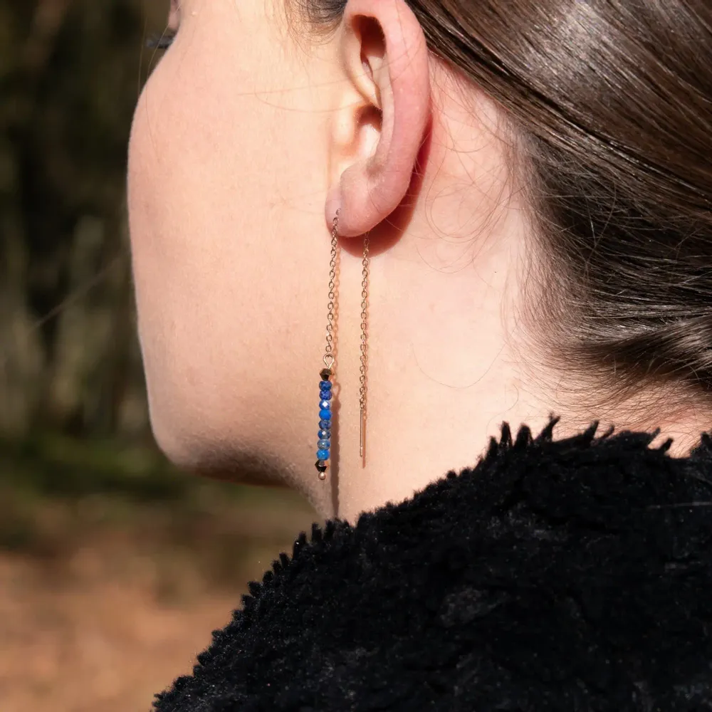 Cadeaux - Boucles d'oreilles pendantes Lumia en pierres Lapis-lazuli - SLOYA