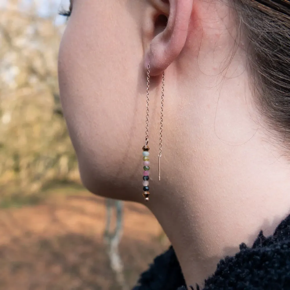 Cadeaux - Boucles d'oreilles pendantes Lumia en pierres Tourmaline - SLOYA
