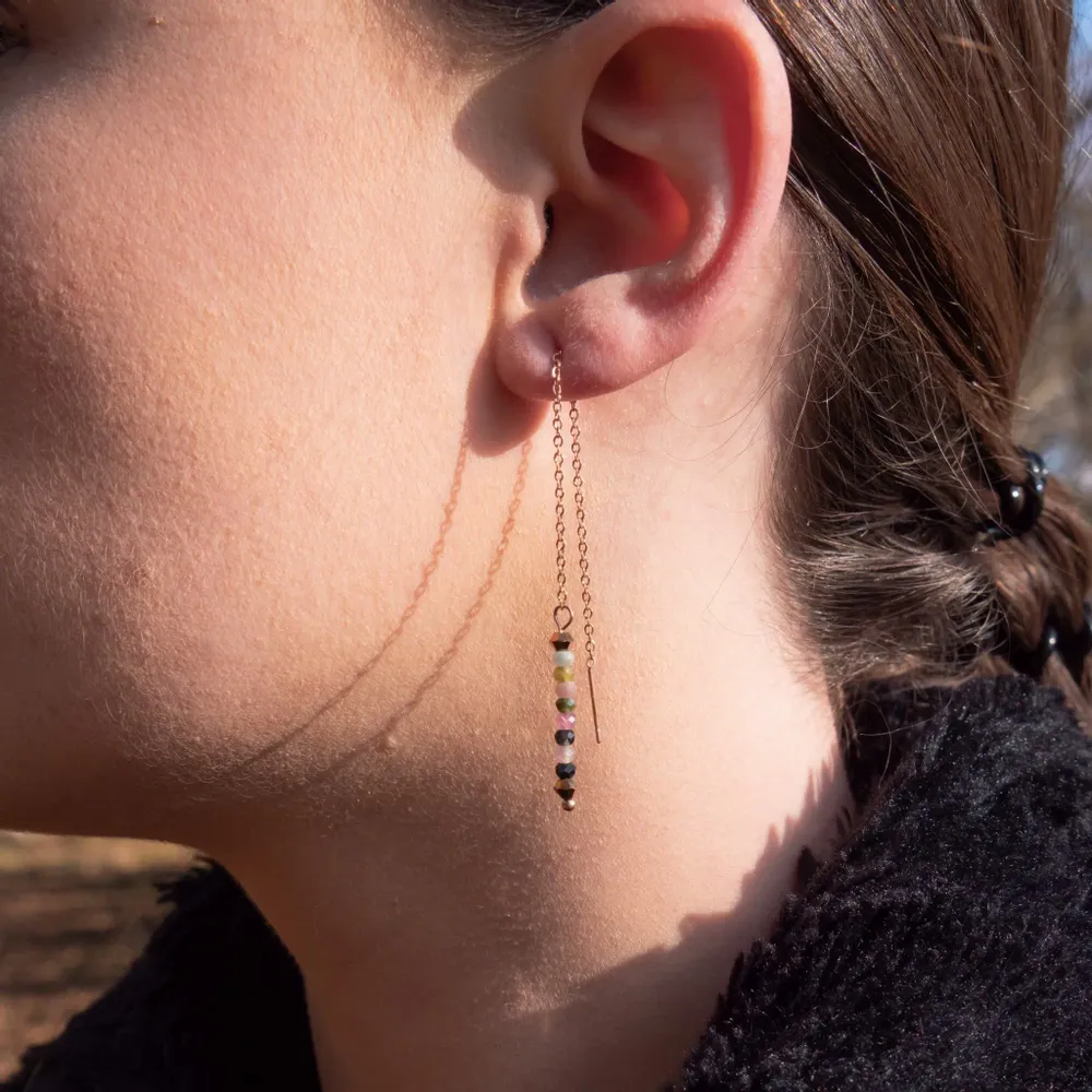 Cadeaux - Boucles d'oreilles pendantes Lumia en pierres Tourmaline - SLOYA