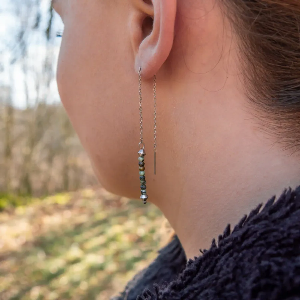 Cadeaux - Boucles d'oreilles pendantes Lumia en pierres Turquoise Africaine - SLOYA