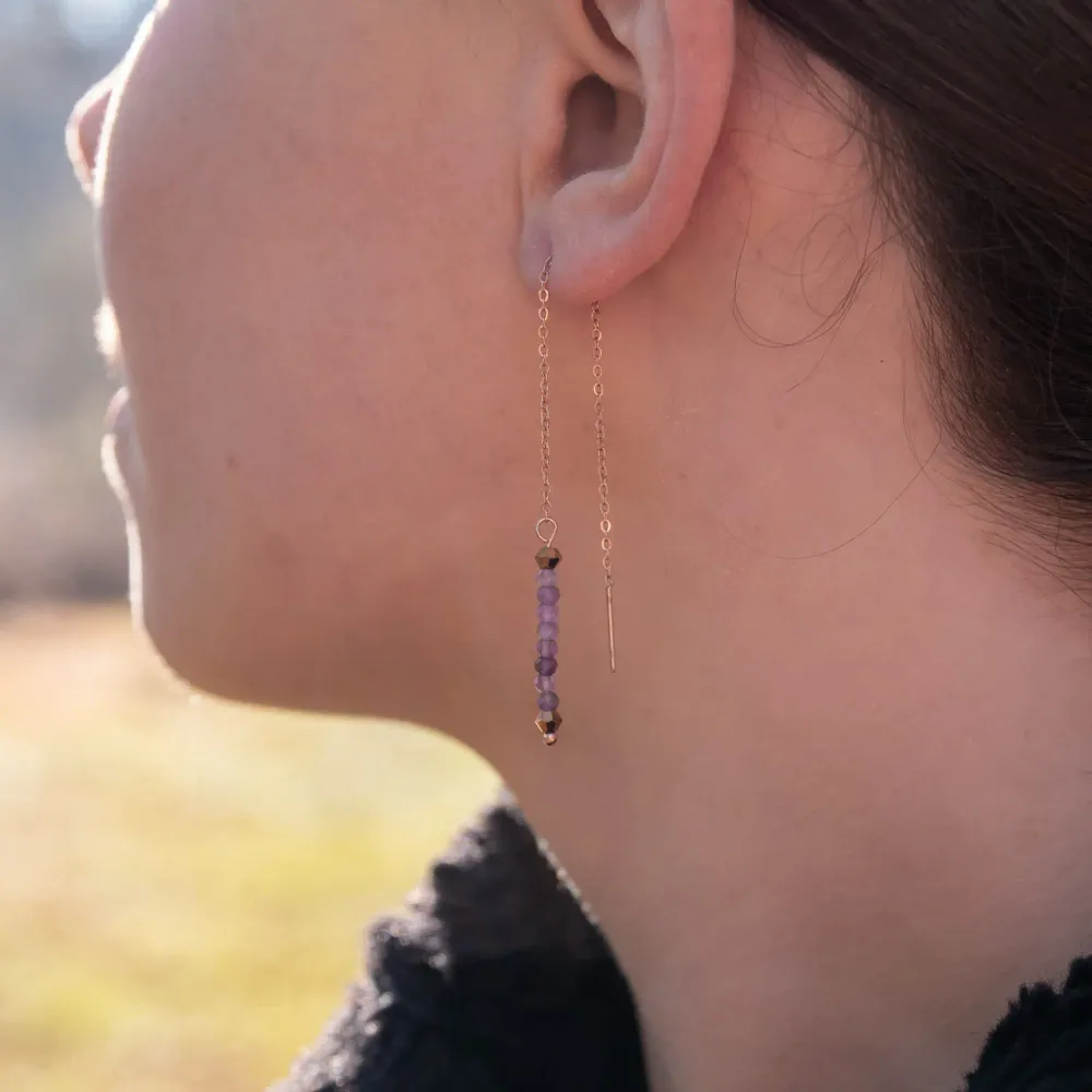 Cadeaux - Boucles d'oreilles pendantes Lumia en pierres Améthyste - SLOYA