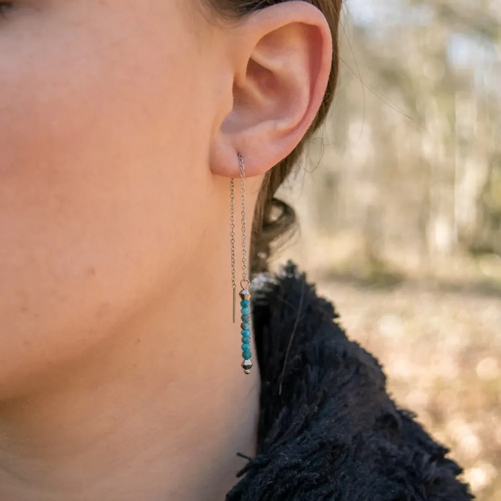 Cadeaux - Boucles d'oreilles pendantes Lumia en pierres Apatite - SLOYA