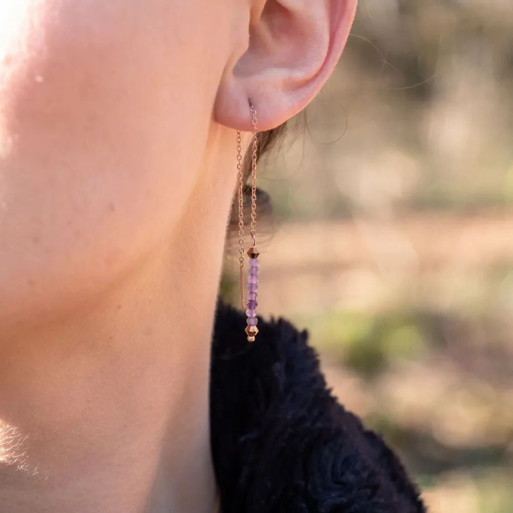 Cadeaux - Collier, bracelet et boucles d'oreilles Lumia en pierres Améthyste - SLOYA