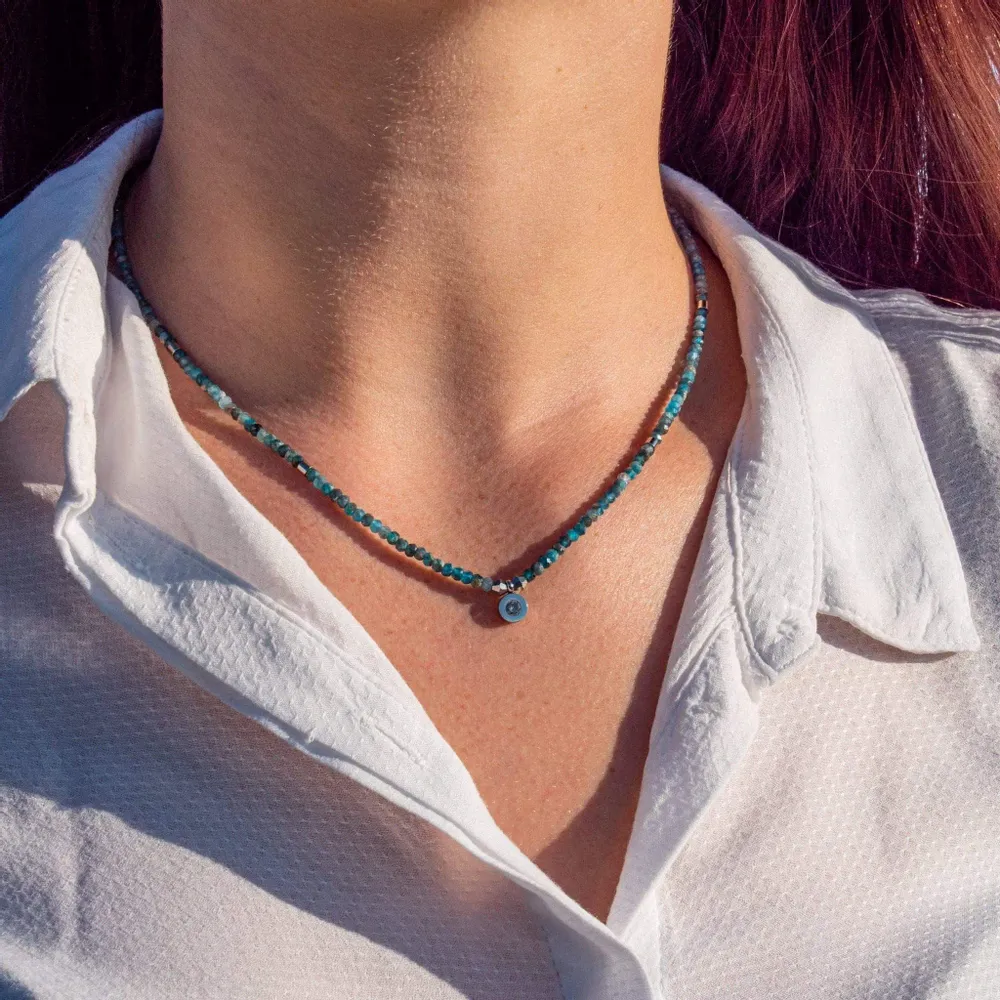 Cadeaux - Collier, bracelet et boucles d'oreilles Lumia en pierres Apatite - SLOYA