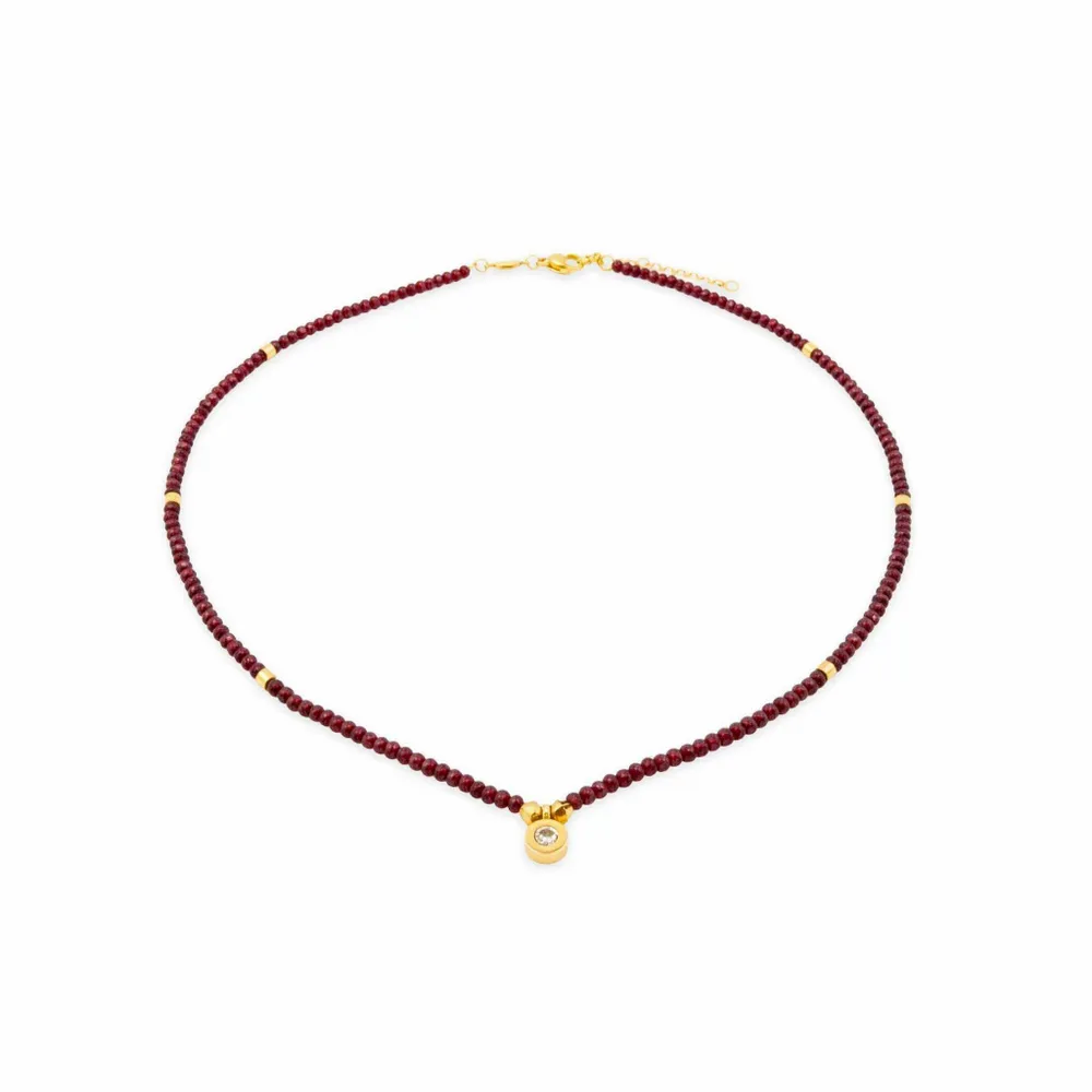 Cadeaux - Collier, bracelet et boucles d'oreilles Lumia en pierres Grenat - SLOYA