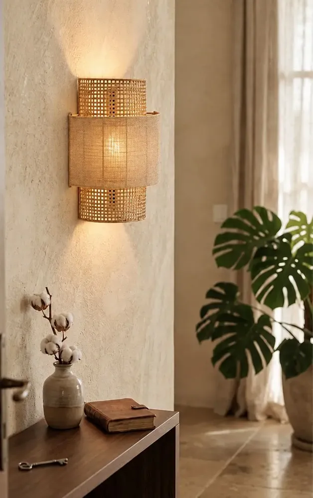 Wall lamps - The Bolly Jute Wall Lamp - Natural - M - BAZAR BIZAR LIVING