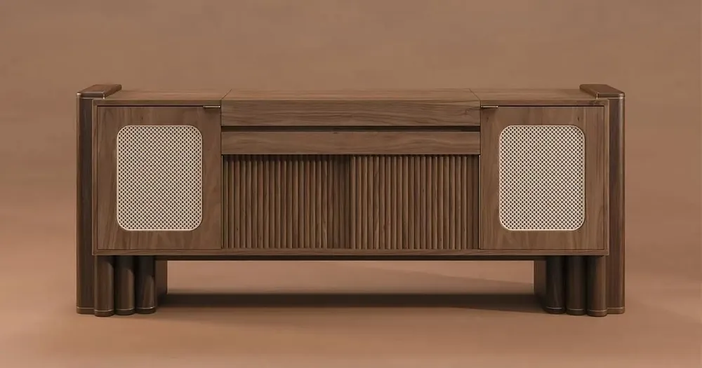 Buffets - Ronnie Vinyl Sideboard Handmade by Wood Tailors Club - WOOD TAILORS CLUB
