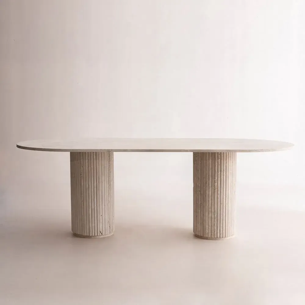Tables Salle à Manger - Table Aïda en travertin naturel - DESIGN TRIP