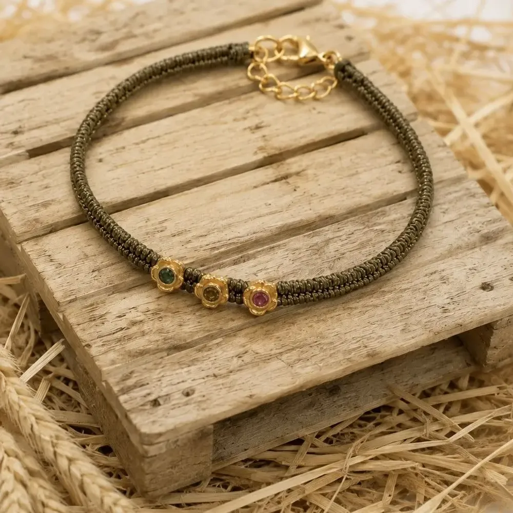 Bijoux - Bracelet 3 petites fleurs- Phool - SOPHIE DESCHAMPS BIJOUX