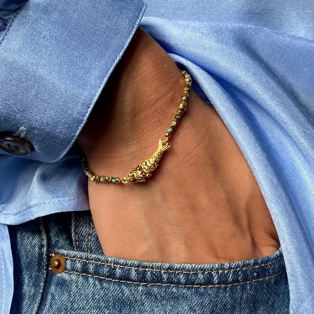 Jewelry - Turquoise and fish bracelet - Sardina stone - SOPHIE DESCHAMPS BIJOUX