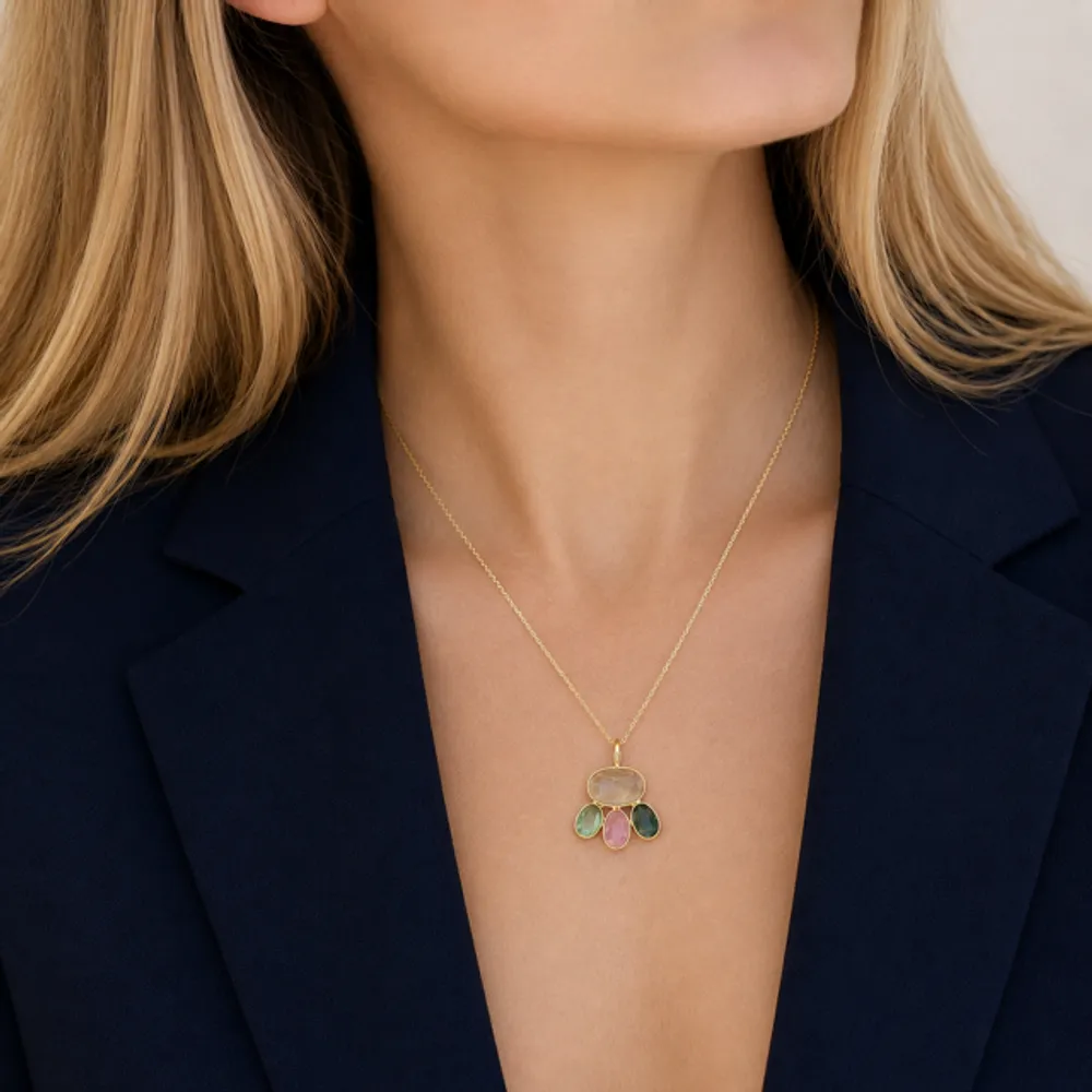 Bijoux - Collier chaine et pendentif tourmaline-Samode - SOPHIE DESCHAMPS BIJOUX