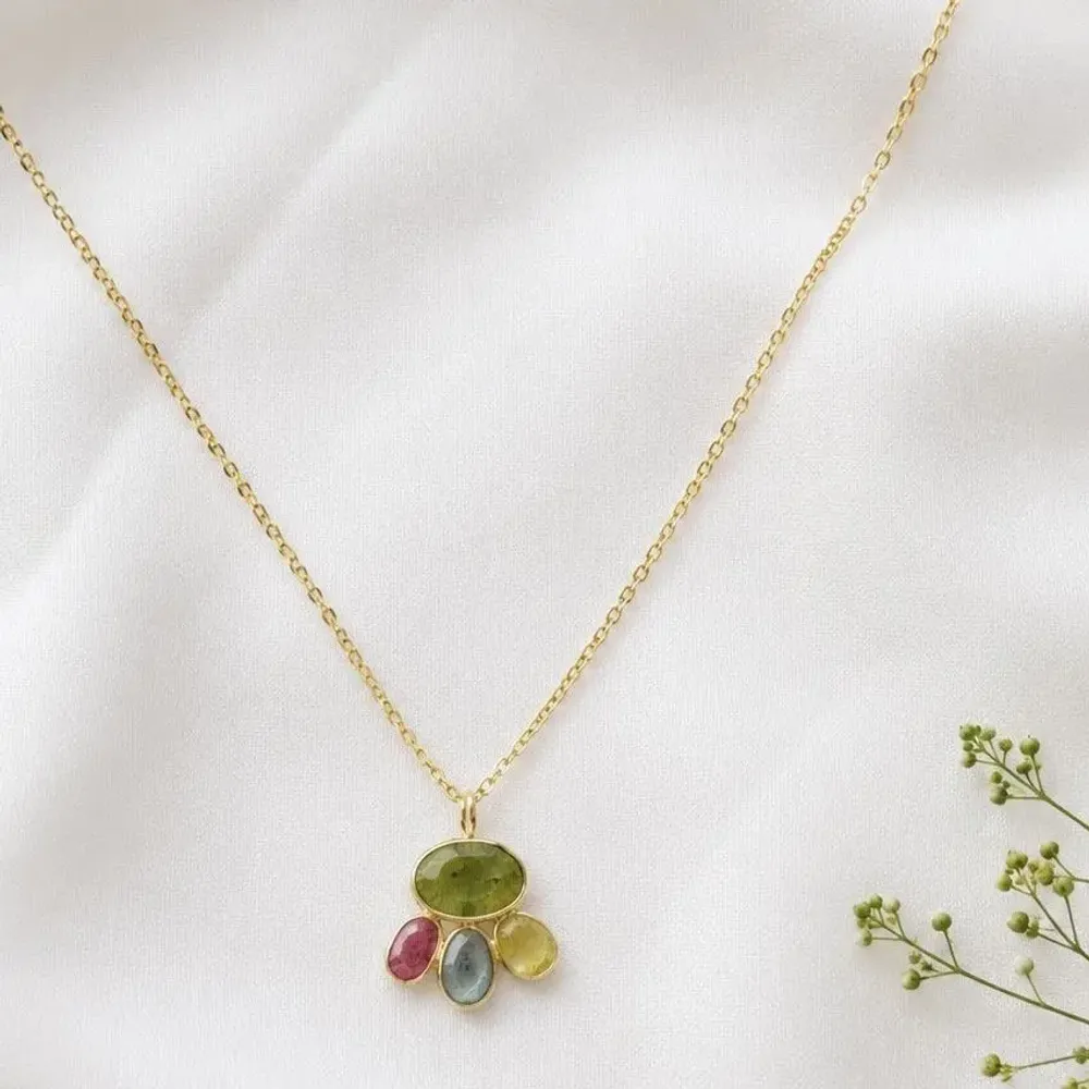 Bijoux - Collier chaine et pendentif tourmaline-Samode - SOPHIE DESCHAMPS BIJOUX