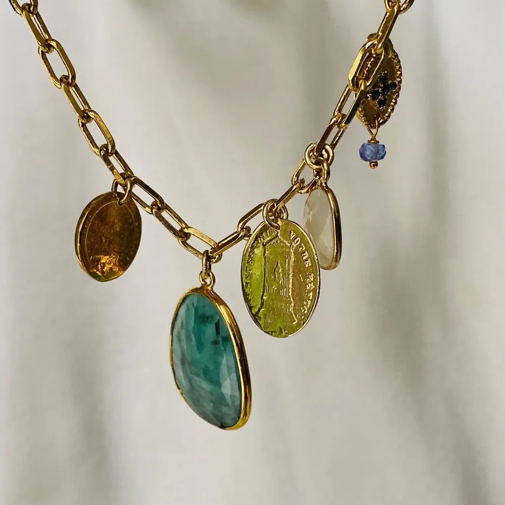 Bijoux - Collier Chaine et pierre- Montmartre - SOPHIE DESCHAMPS BIJOUX