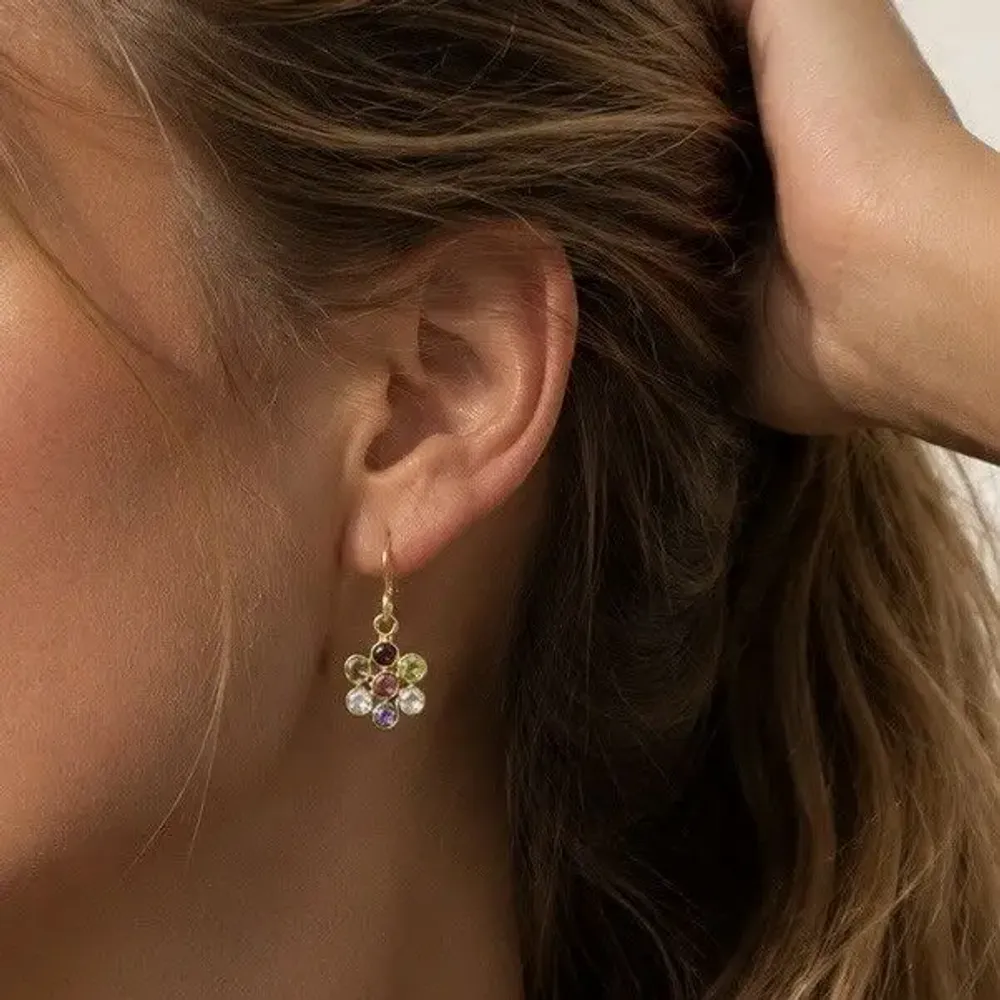 Bijoux - Boucle d'oreille fleur tourmaline-Noblesse - SOPHIE DESCHAMPS BIJOUX