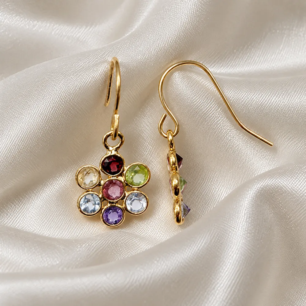 Bijoux - Boucle d'oreille fleur tourmaline-Noblesse - SOPHIE DESCHAMPS BIJOUX