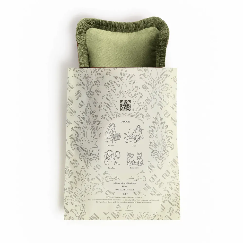 Cushions - The Gift Micro Cushion Velvet With Fringes - LO DECOR