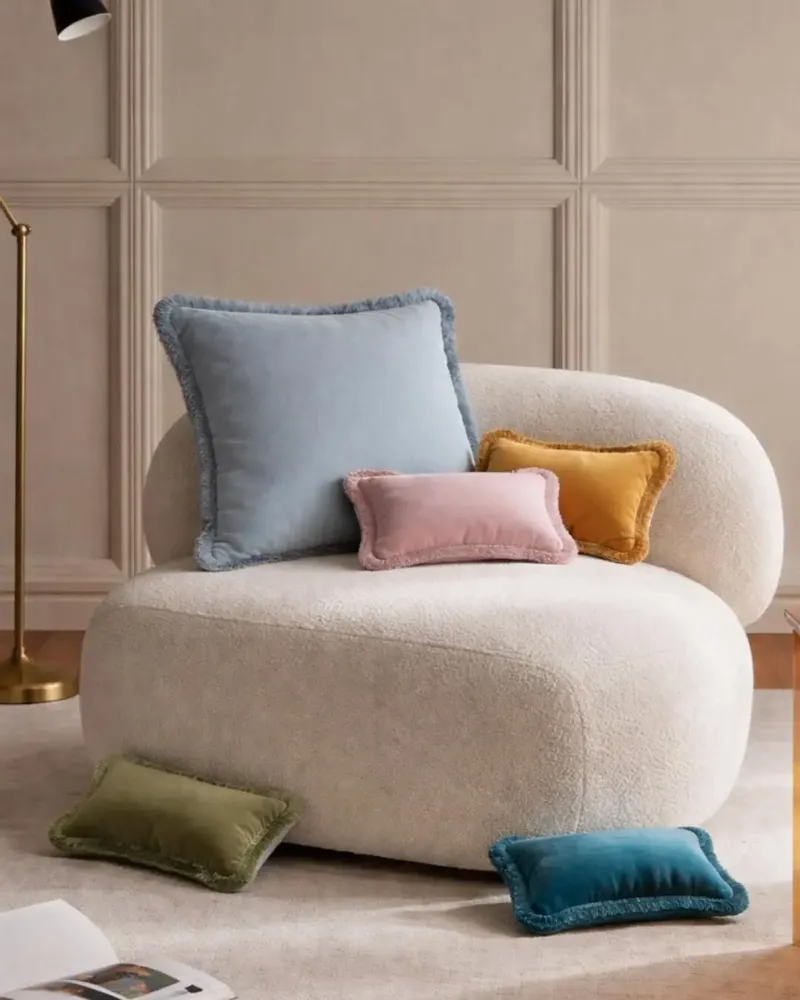 Cushions - The Gift Micro Cushion Velvet With Fringes - LO DECOR