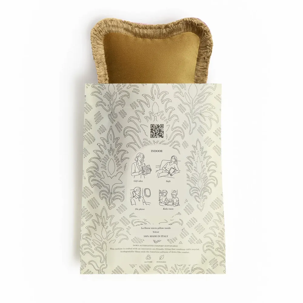 Cushions - The Gift Micro Cushion Velvet With Fringes - LO DECOR