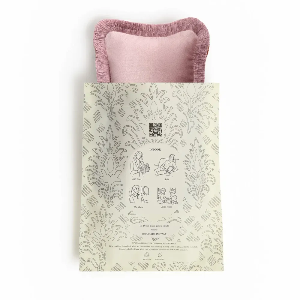 Cushions - The Gift Micro Cushion Velvet With Fringes - LO DECOR
