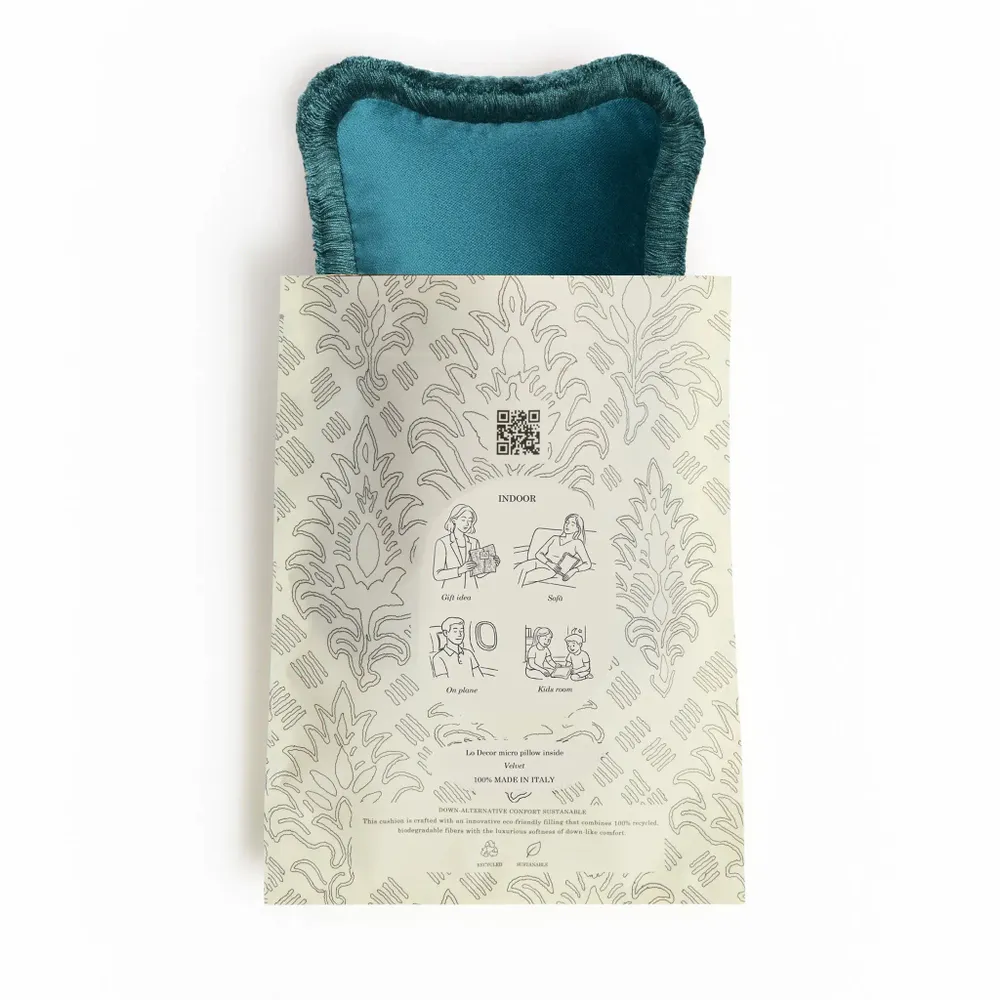 Cushions - The Gift Micro Cushion Velvet With Fringes - LO DECOR