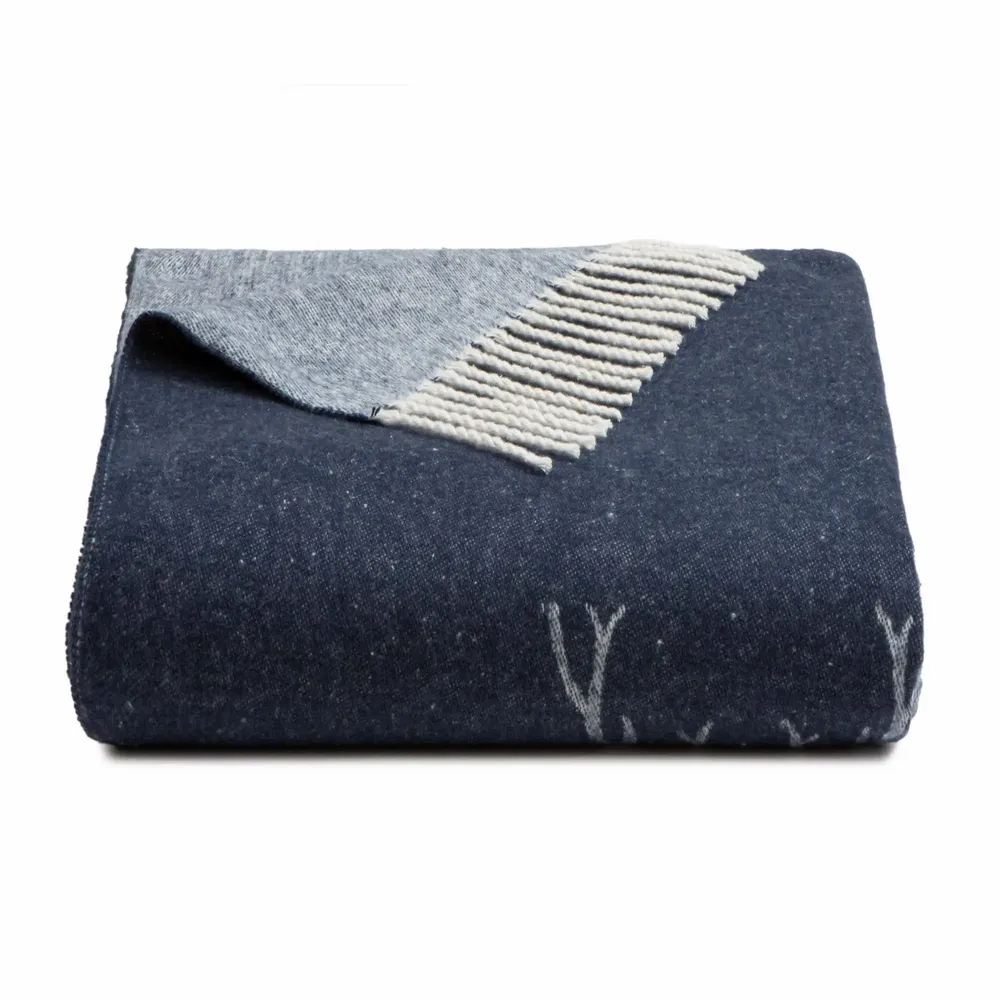 Fabrics - Babele recycled-cotton trees and deer throw - SOFIA TOSCANO
