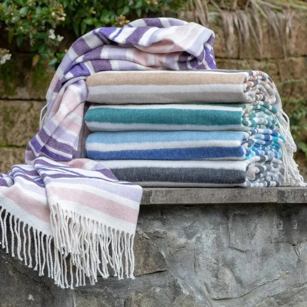 Fabrics - Super Soft Babele Stripe recycled-cotton throw - SOFIA TOSCANO