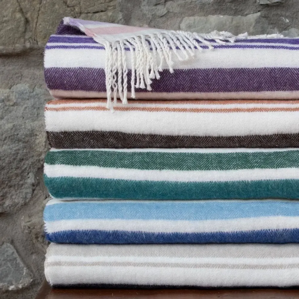 Fabrics - Super Soft Babele Stripe recycled-cotton throw - SOFIA TOSCANO