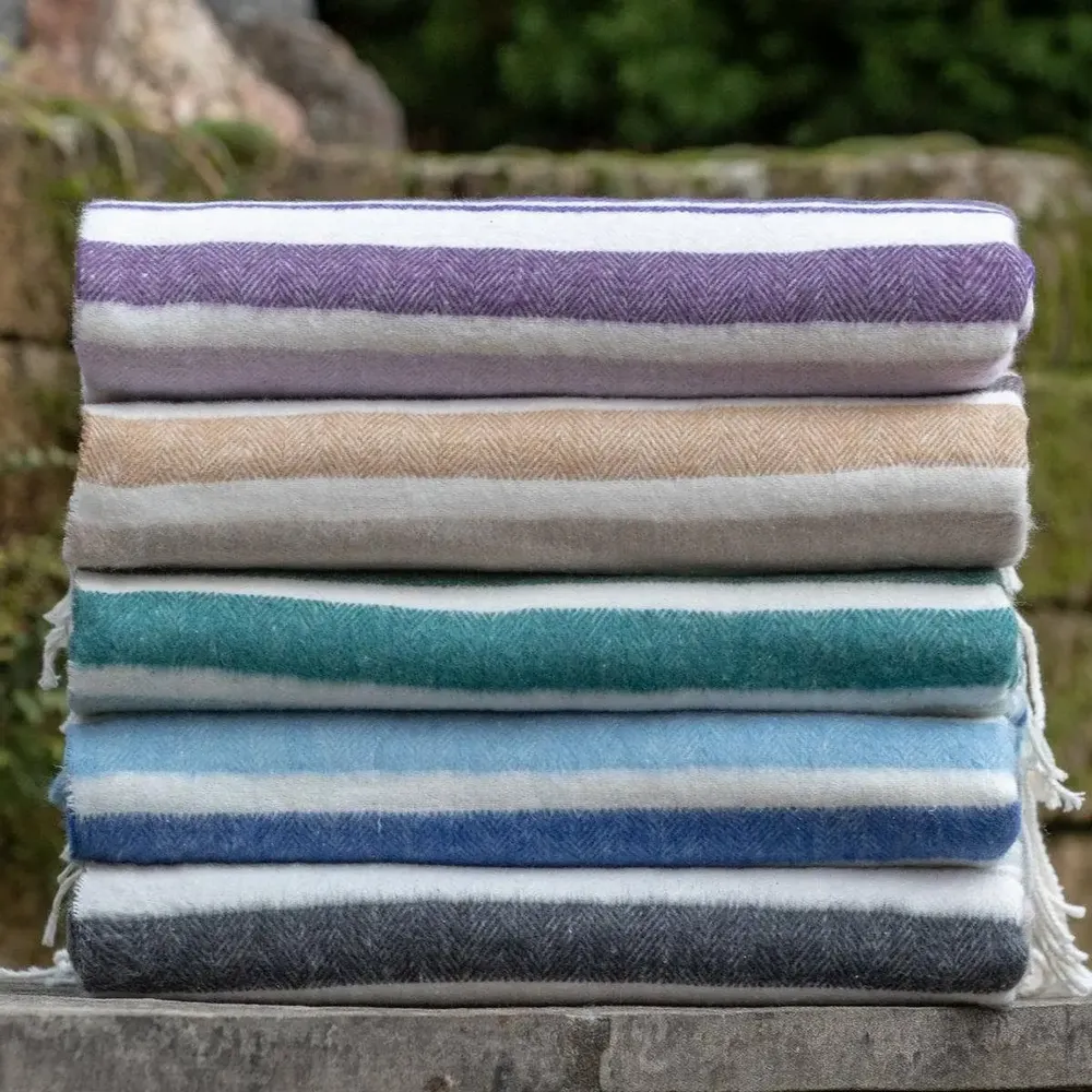 Fabrics - Super Soft Babele Stripe recycled-cotton throw - SOFIA TOSCANO