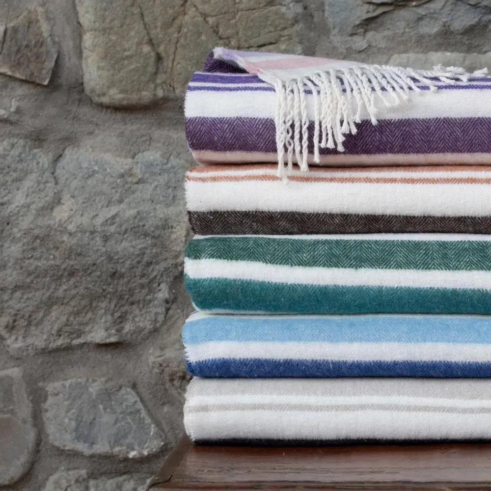 Fabrics - Super Soft Babele Stripe recycled-cotton throw - SOFIA TOSCANO