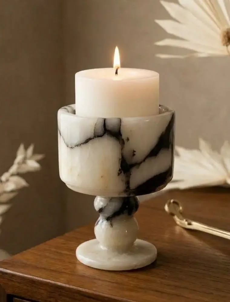 Objets design - Bougeoir en marbre Calacatta Viola - SAGIT
