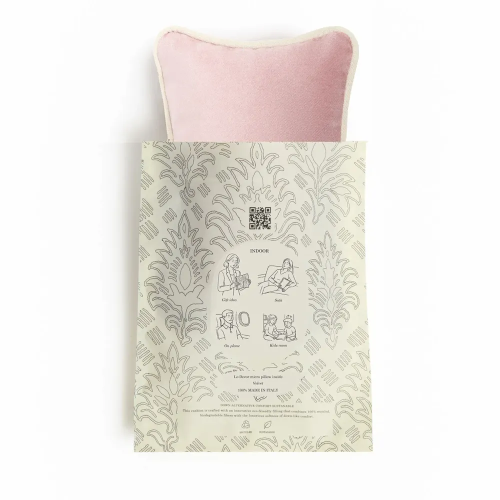 Cushions - The Gift Micro Cushion Happy Frame Velvet WIth Piping - LO DECOR