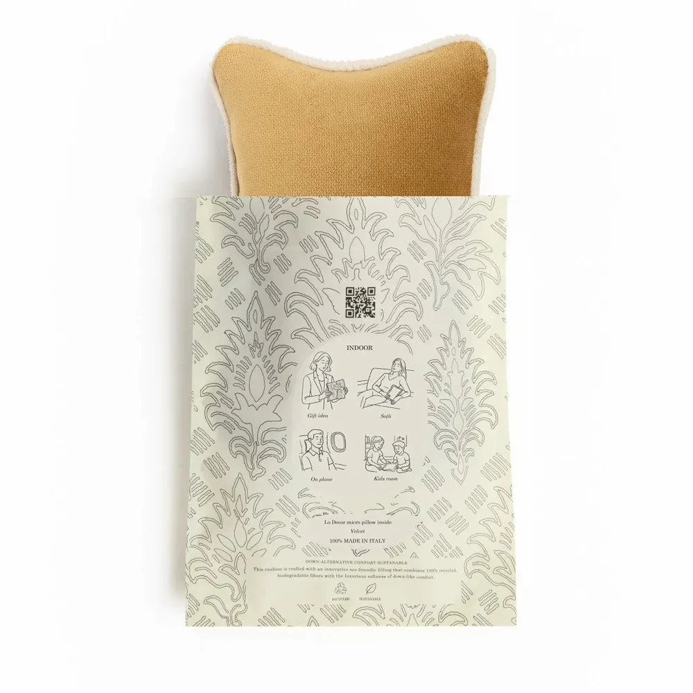 Cushions - The Gift Micro Cushion Happy Frame Velvet WIth Piping - LO DECOR