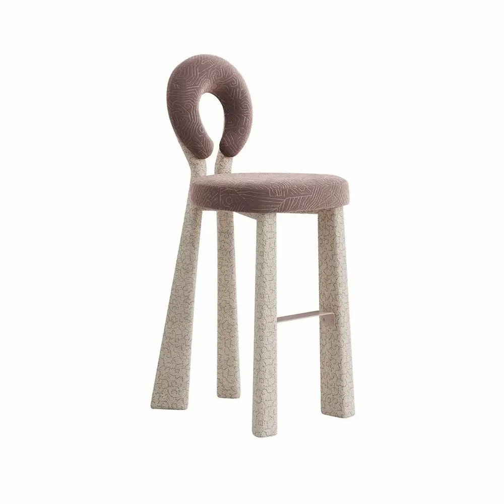 Chairs - Mary II Bar Chair with Upholstered Legs Handmade By Ottiu - OTTIU