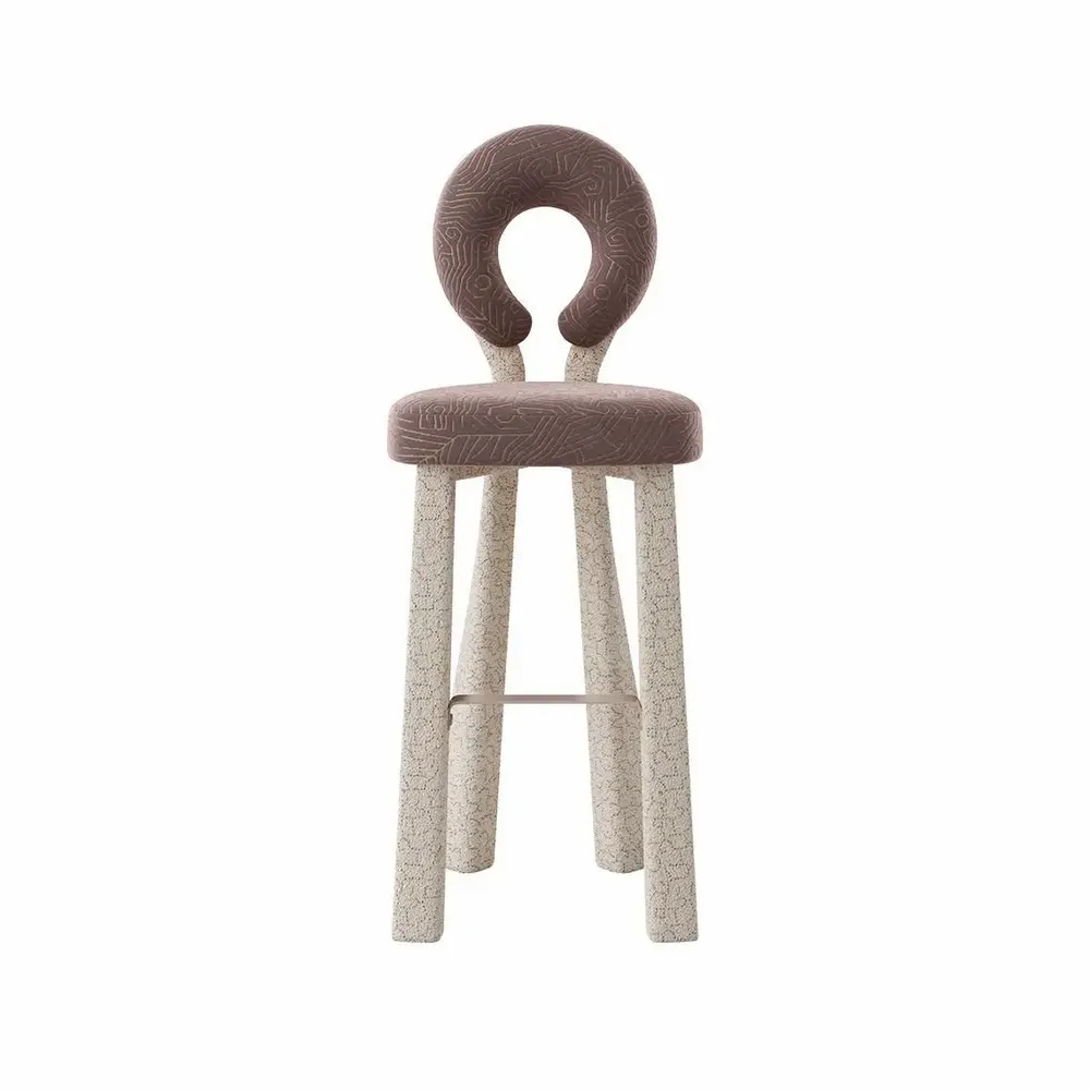 Chairs - Mary II Bar Chair with Upholstered Legs Handmade By Ottiu - OTTIU