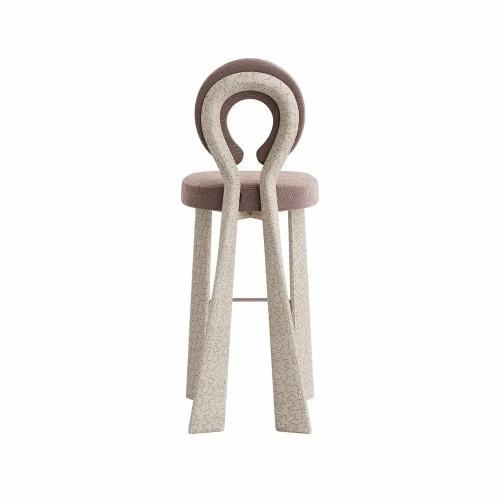 Chairs - Mary II Bar Chair with Upholstered Legs Handmade By Ottiu - OTTIU