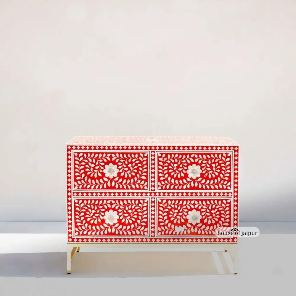 Commodes - Mini-commode rouge - HOUSE OF JAIPUR