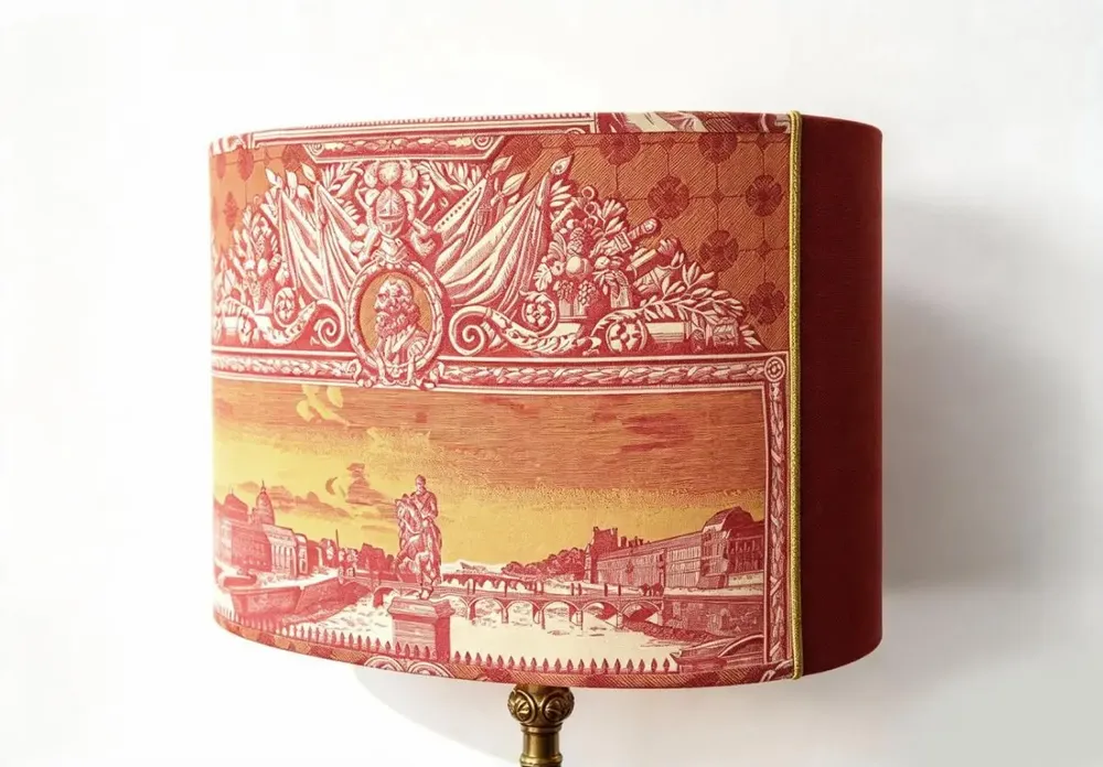 Lampes de table - Abat-jours toile de Jouy motif "Monuments de Paris" - CHATEAU TALES