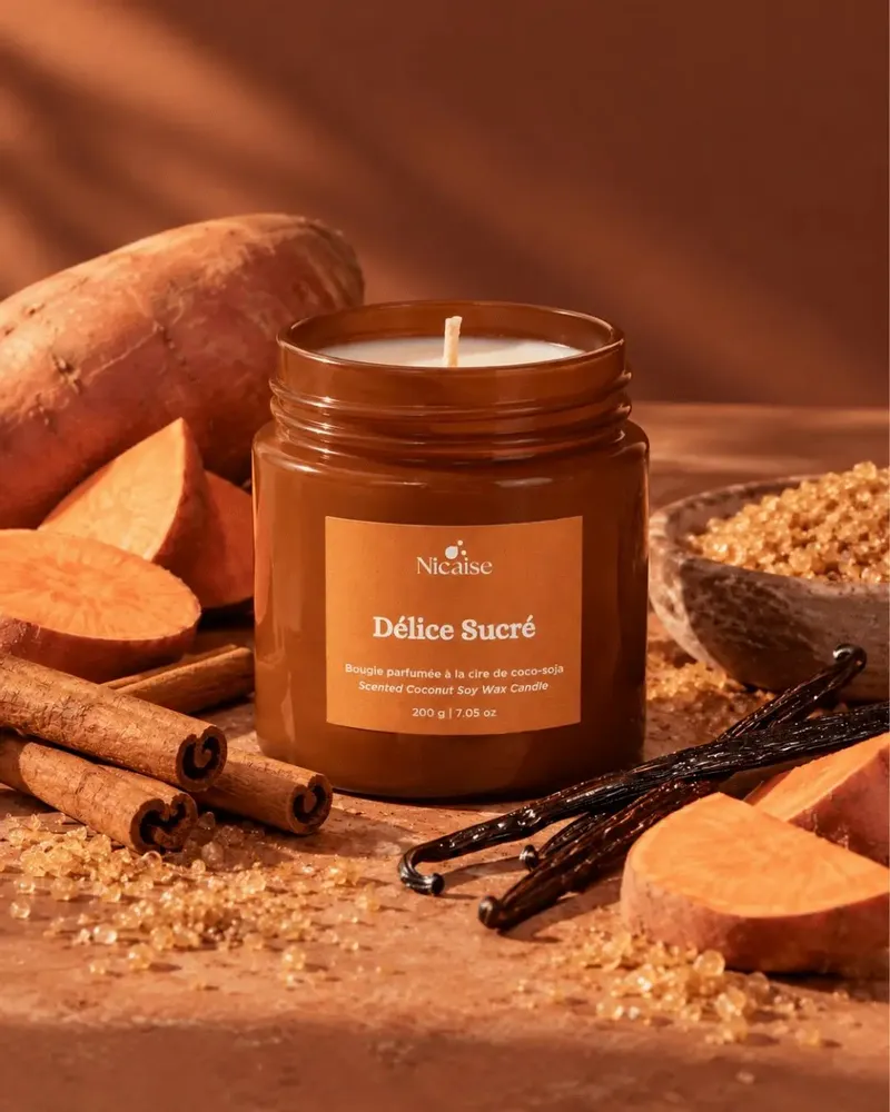 Cadeaux - Délice Sucré | Bougie parfumée (200g de cire) - NICAISE
