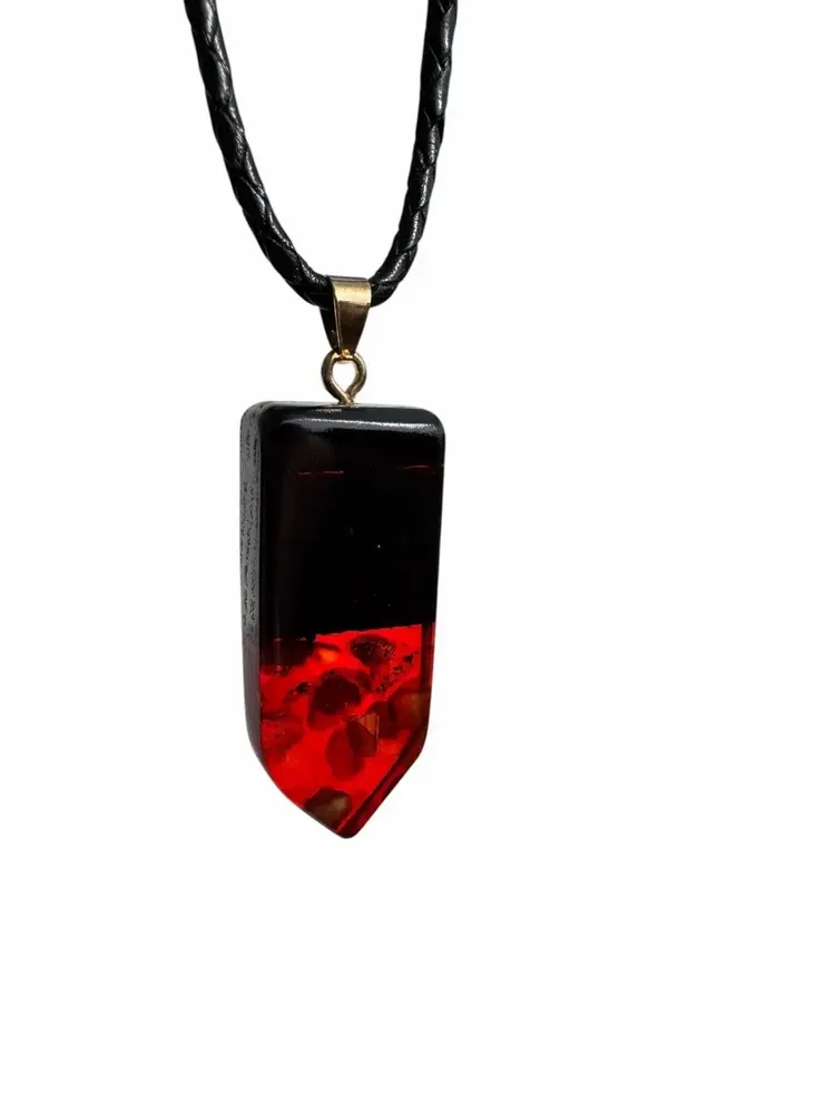 Jewelry - Bog Oak & Baltic Amber Pendant – Rectangle – Baltic Ember Vanguard - GLASS4CANDLES