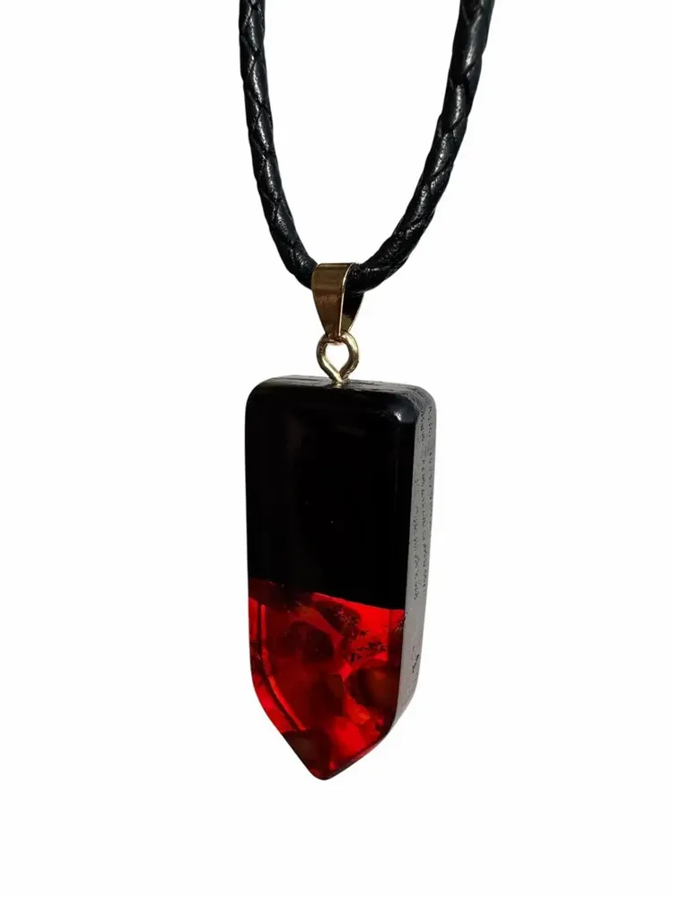 Jewelry - Bog Oak & Baltic Amber Pendant – Rectangle – Baltic Ember Vanguard - GLASS4CANDLES