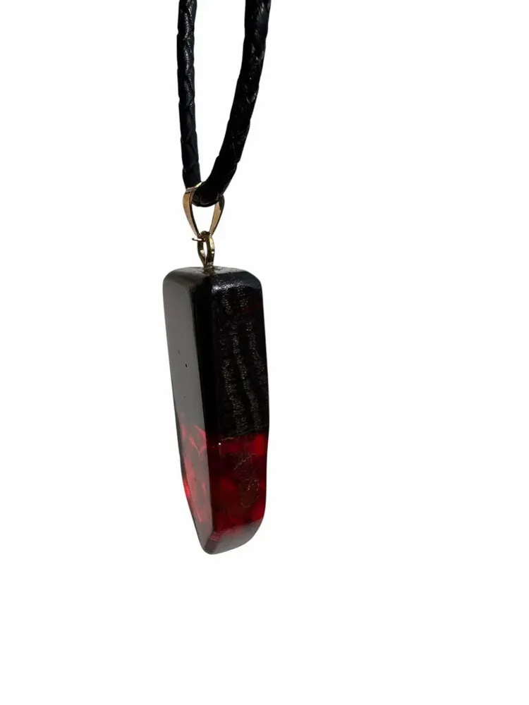 Jewelry - Bog Oak & Baltic Amber Pendant – Rectangle – Baltic Ember Vanguard - GLASS4CANDLES