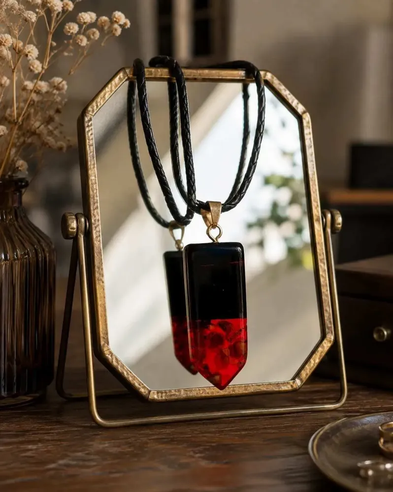 Jewelry - Bog Oak & Baltic Amber Pendant – Rectangle – Baltic Ember Vanguard - GLASS4CANDLES